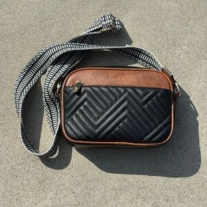 BOSTANTEN Quilted Black and Brown Crossbody Bag